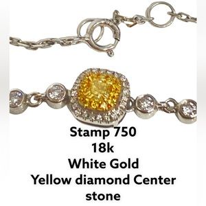 18k White Gold Bracelet/ Yellow Diamond